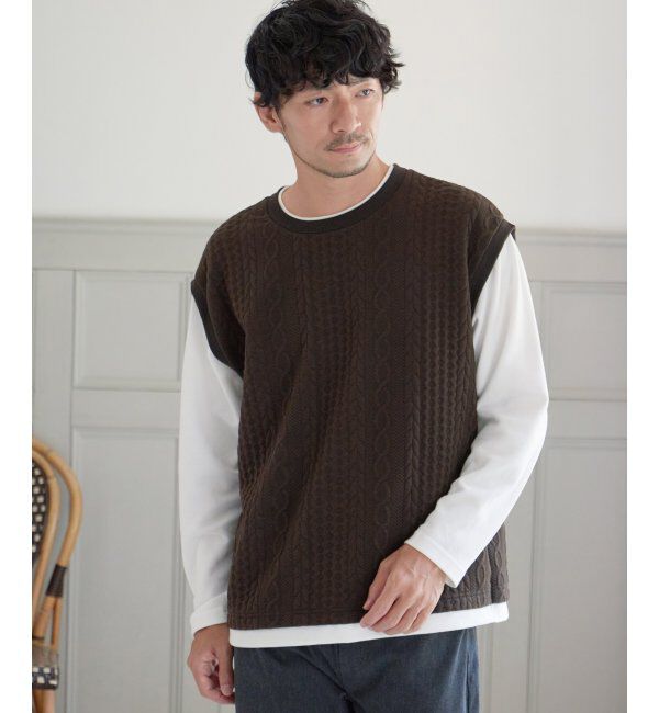 ikka「フクレジャガードフェイクベストロンT」|Tシャツ・カットソー|