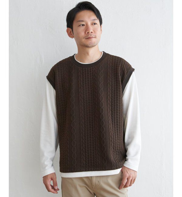 ikka「フクレジャガードフェイクベストロンT」|Tシャツ・カットソー|