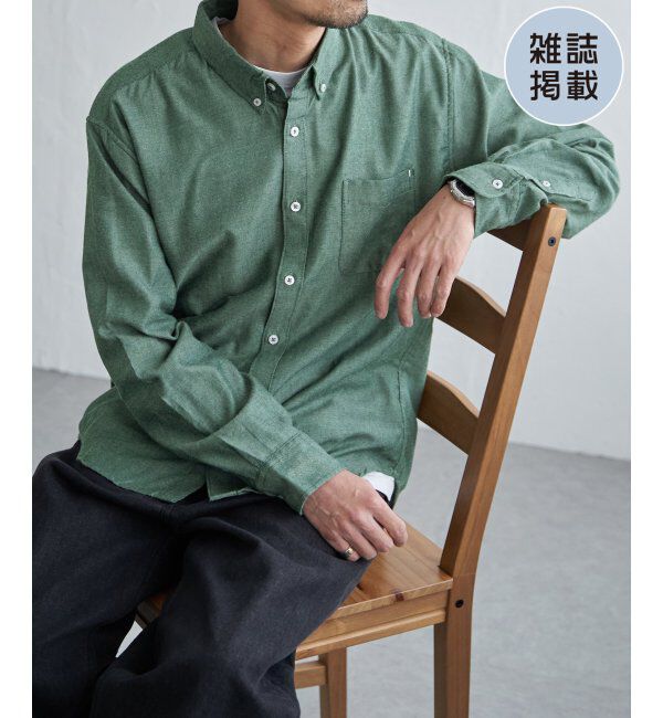 ikka「イージーケアフランネルムジシャツ」|シャツ・ブラウス|グリーン