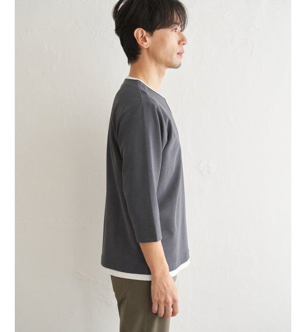 ikka「【抗菌防臭】GOKU楽冷感7分袖キーネック」|Tシャツ・カットソー|