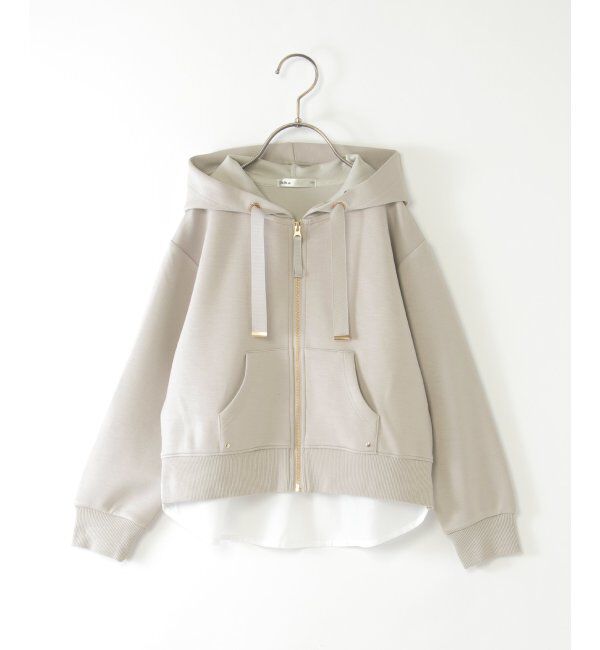 ikka kids「ダンボール裾レイヤージップパーカー（120~160cm）」|Tシャツ・カットソー|