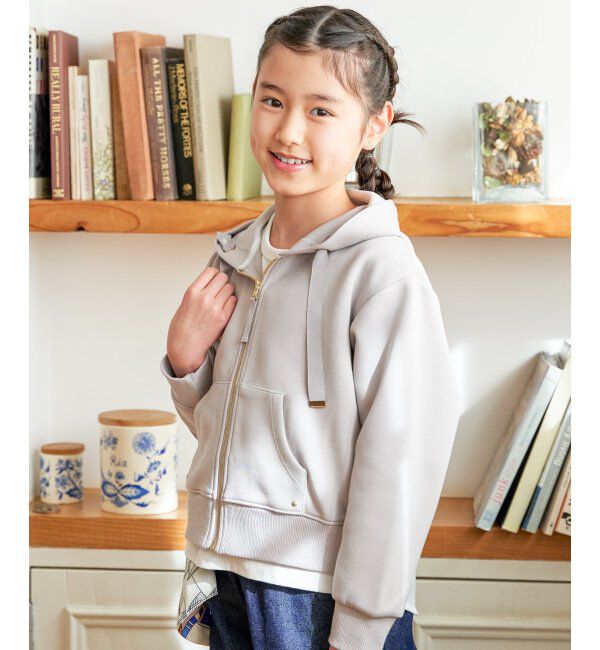 ikka kids「ダンボール裾レイヤージップパーカー（120~160cm）」|Tシャツ・カットソー|