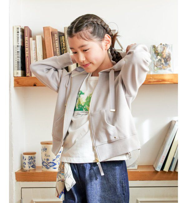 ikka kids「ダンボール裾レイヤージップパーカー（120~160cm）」|Tシャツ・カットソー|