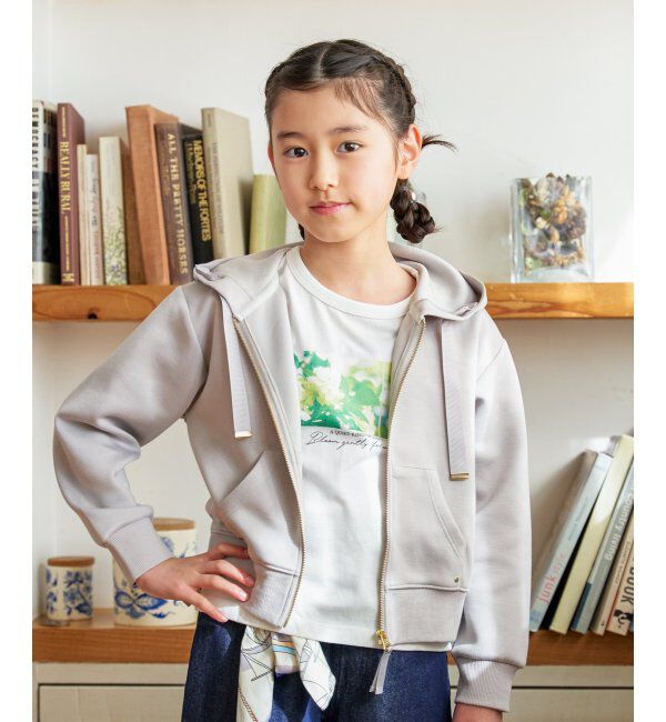 ikka kids「ダンボール裾レイヤージップパーカー（120~160cm）」|Tシャツ・カットソー|