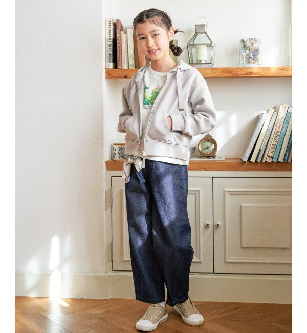 ikka kids「ダンボール裾レイヤージップパーカー（120~160cm）」|Tシャツ・カットソー|