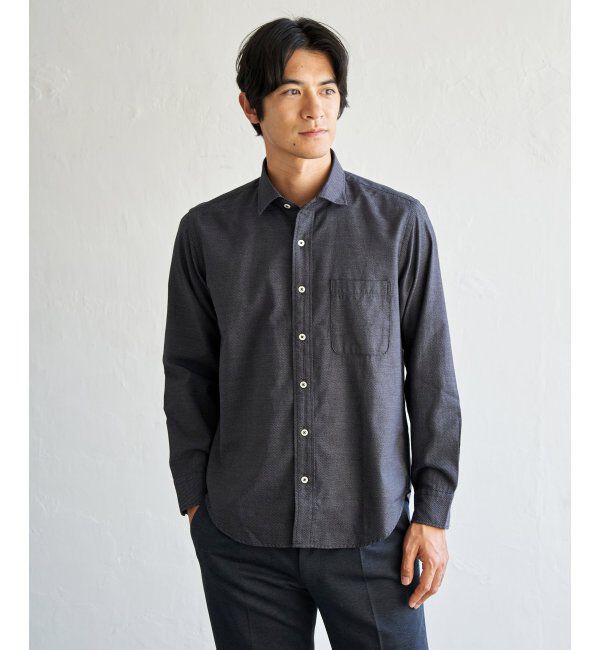 IKKA LOUNGE「デニムライクスイスカラーシャツ」|シャツ・ブラウス|ブラック