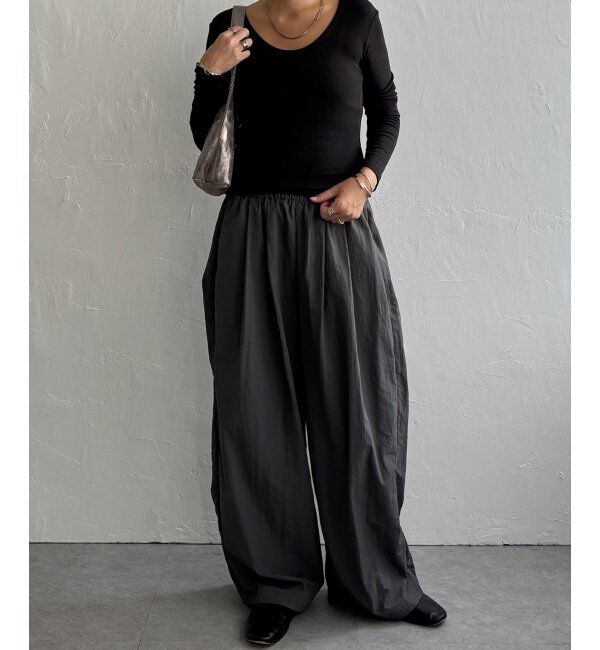 Lbc with Life「ナイロンギャザーワイドパンツ」|その他|グレー