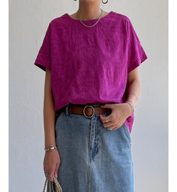 Lbc with Life「ペイズリーシシュウブラウス」|シャツ・ブラウス|ラズベリー