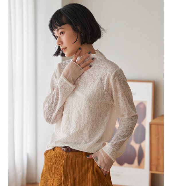 Lbc with Life「ジャカード切り替えシアーロンT」|Tシャツ・カットソー|