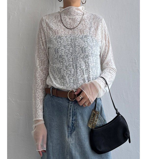 Lbc with Life「ジャカード切り替えシアーロンT」|Tシャツ・カットソー|