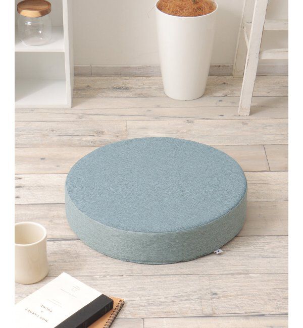 Lbc with Life「スラブ&ヘリンボンシートクッション ラウンド H8cm」|クッション・クッションカバー|ブルー