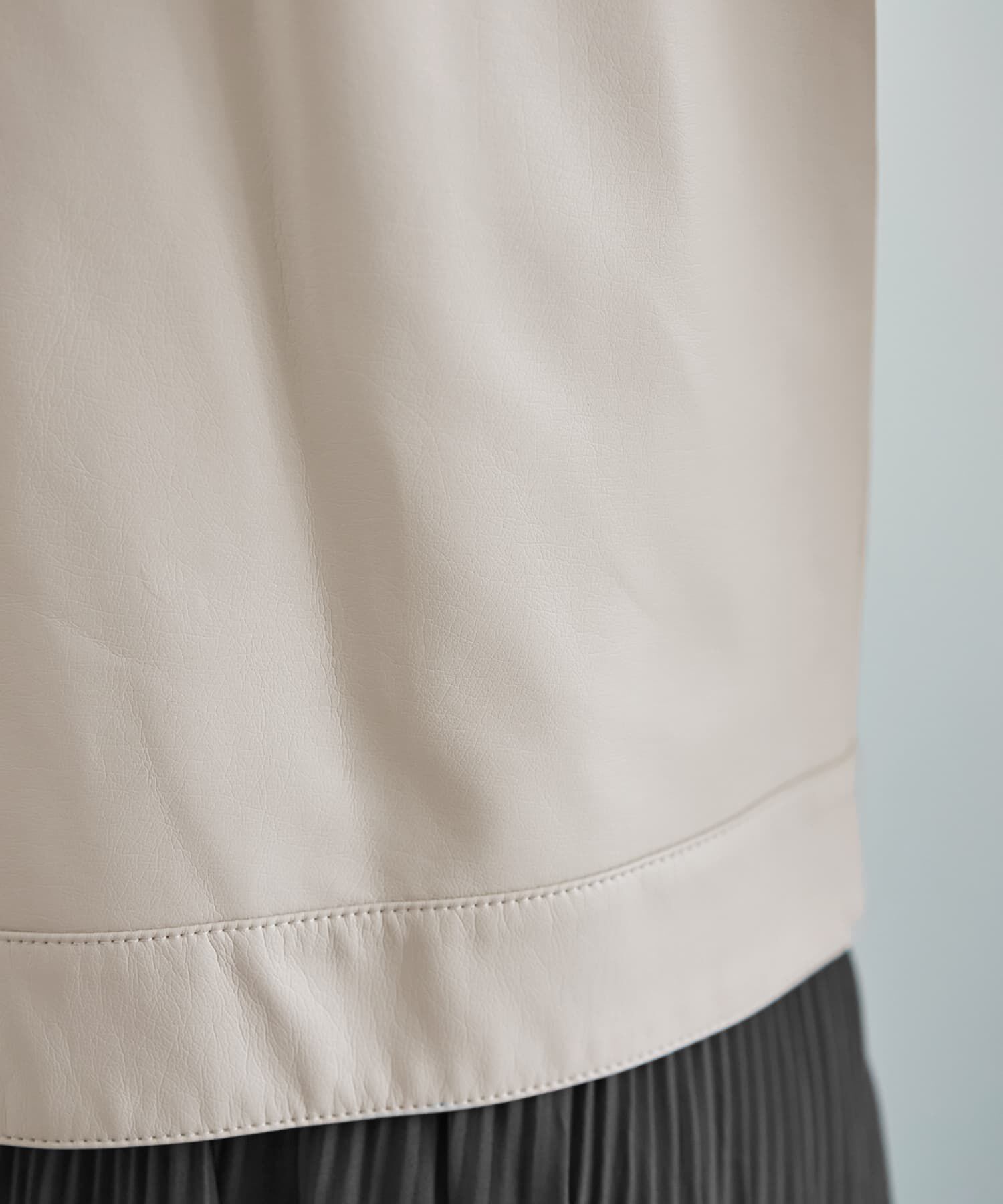 STYLE DELI「フェイクレザーノーカラーブルゾン」|ノーカラージャケット|