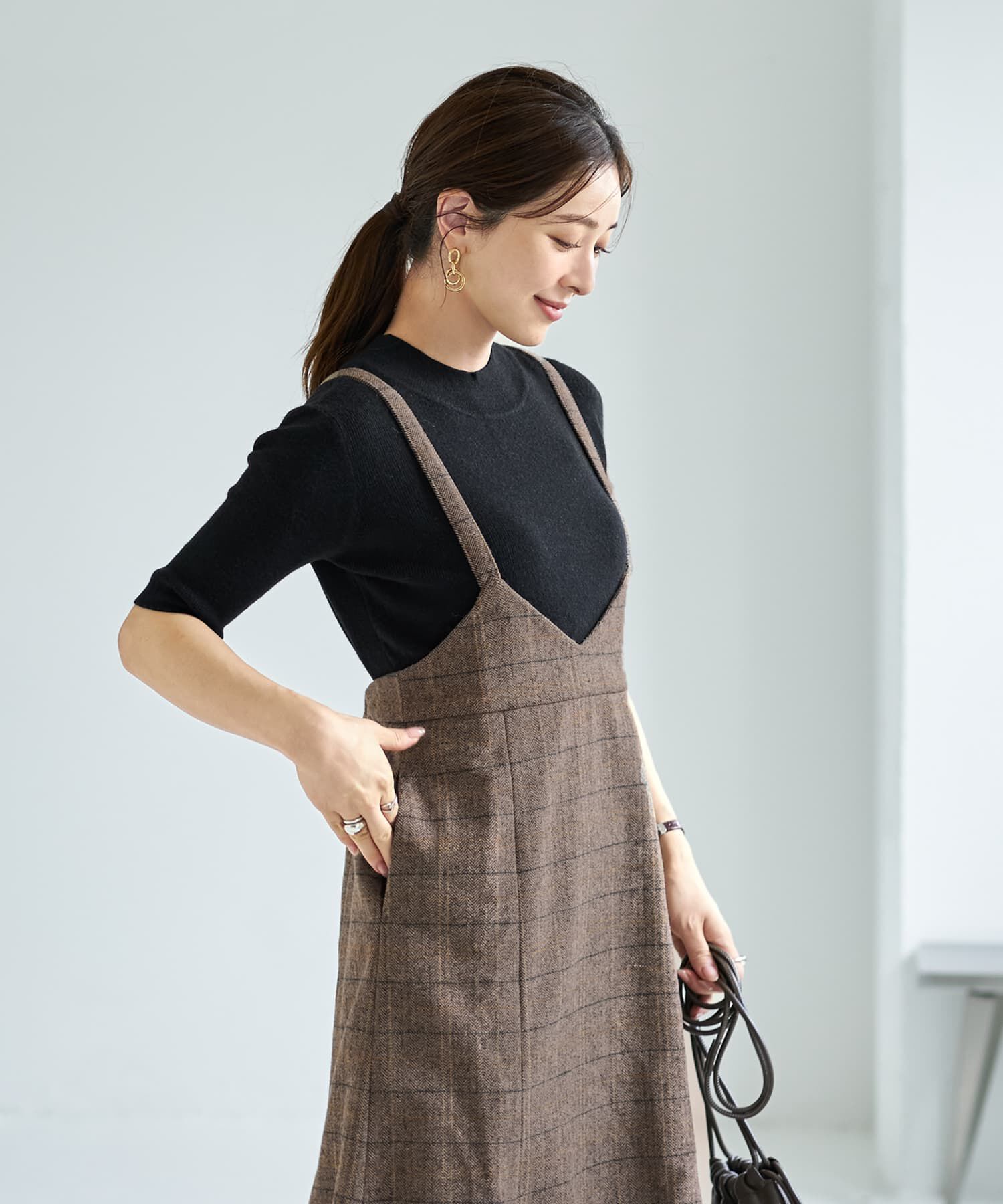 STYLE DELI「へリンボーンマーメイドジャンバースカート」|ジャンパースカート|