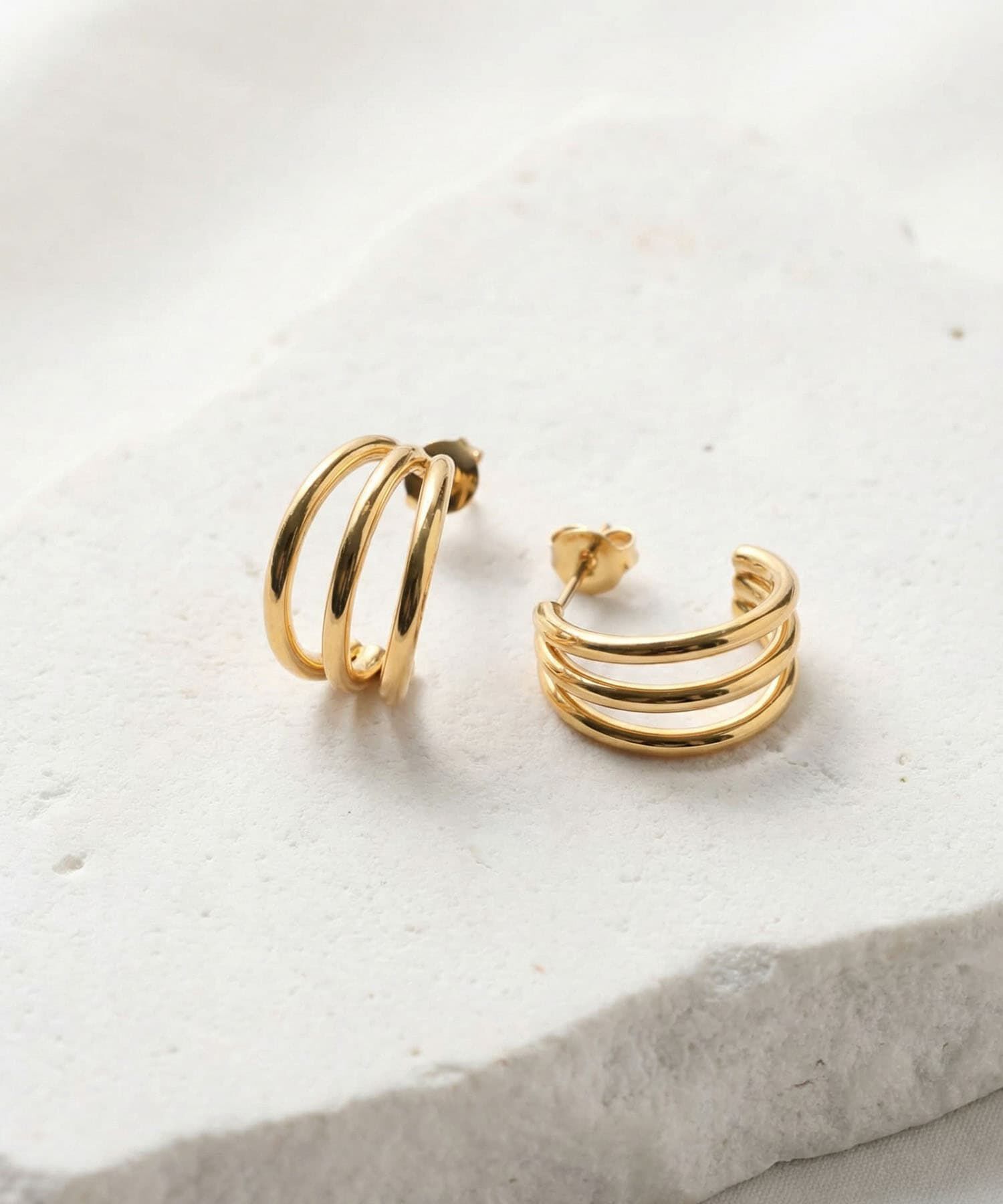 STYLE DELI「【DELI by】レイヤードカーブピアス」|ピアス|ゴールド