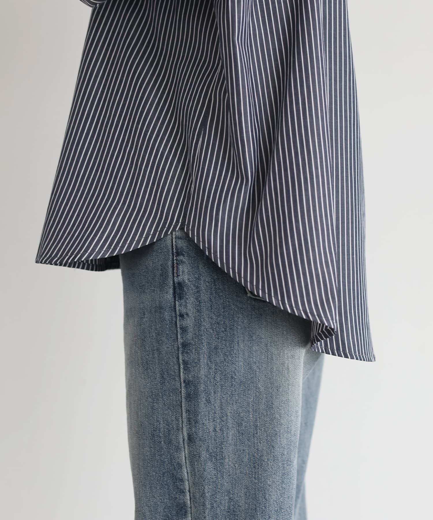 STYLE DELI「ストライプ柄ヨーク装飾バンドカラーシャツ」|シャツ・ブラウス|