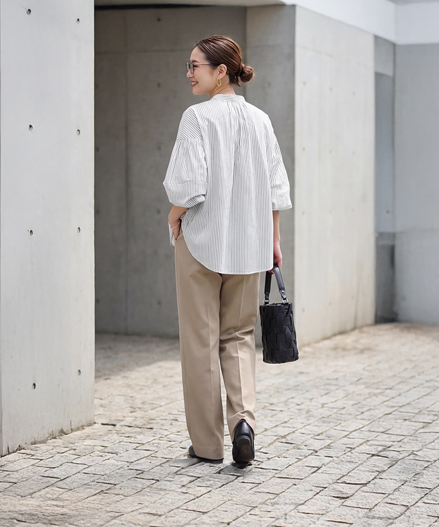 STYLE DELI「ストライプ柄ヨーク装飾バンドカラーシャツ」|シャツ・ブラウス|