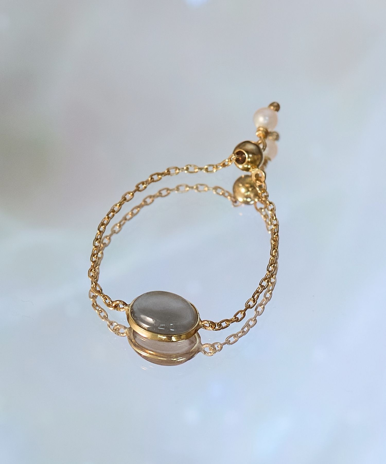 JUPITER「【K10】天然石チェーンリング/グレームーンストーン」|リング|