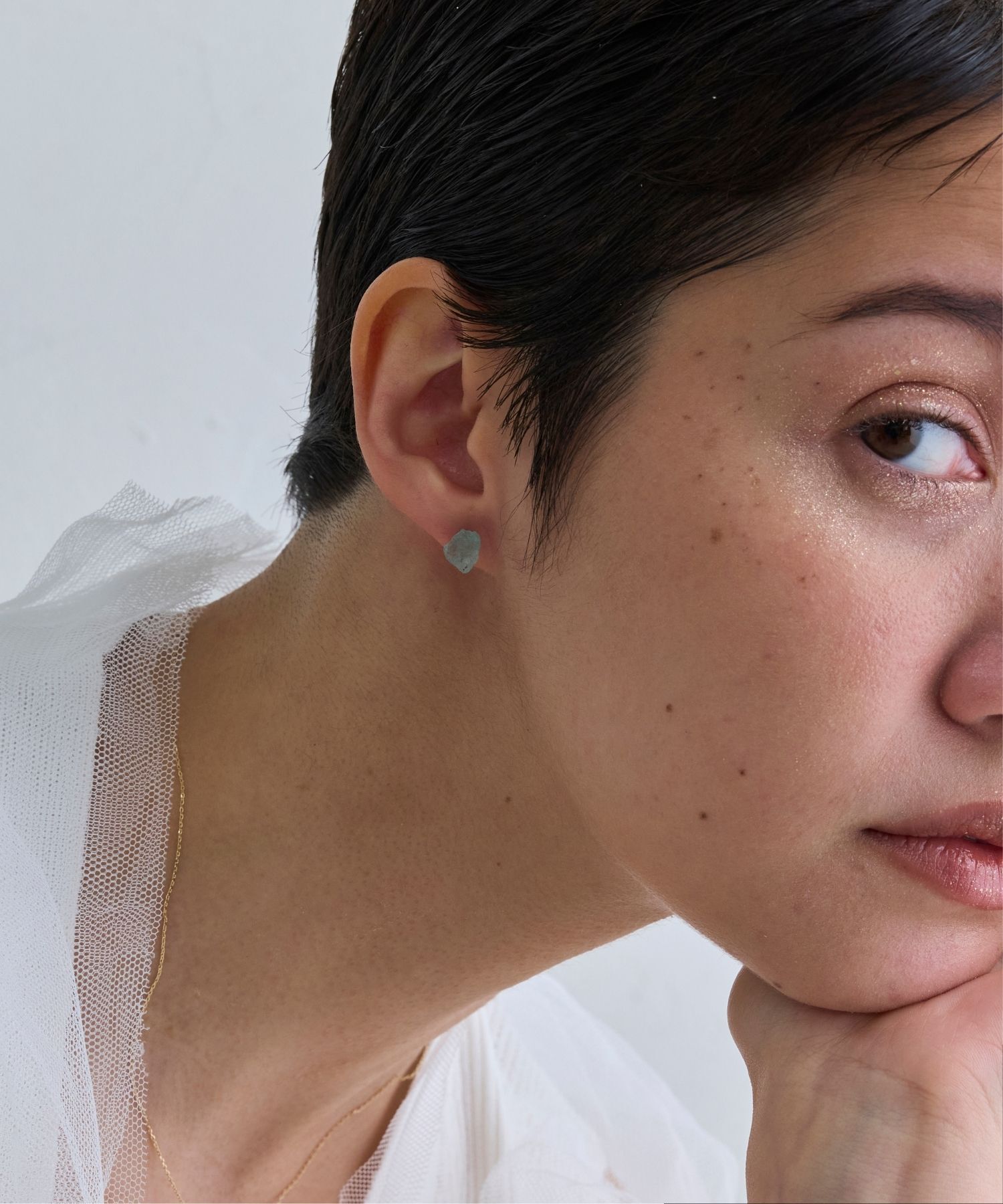 JUPITER「【K10】天然石アンカットピアス/片耳　アパタイト」|ピアス|