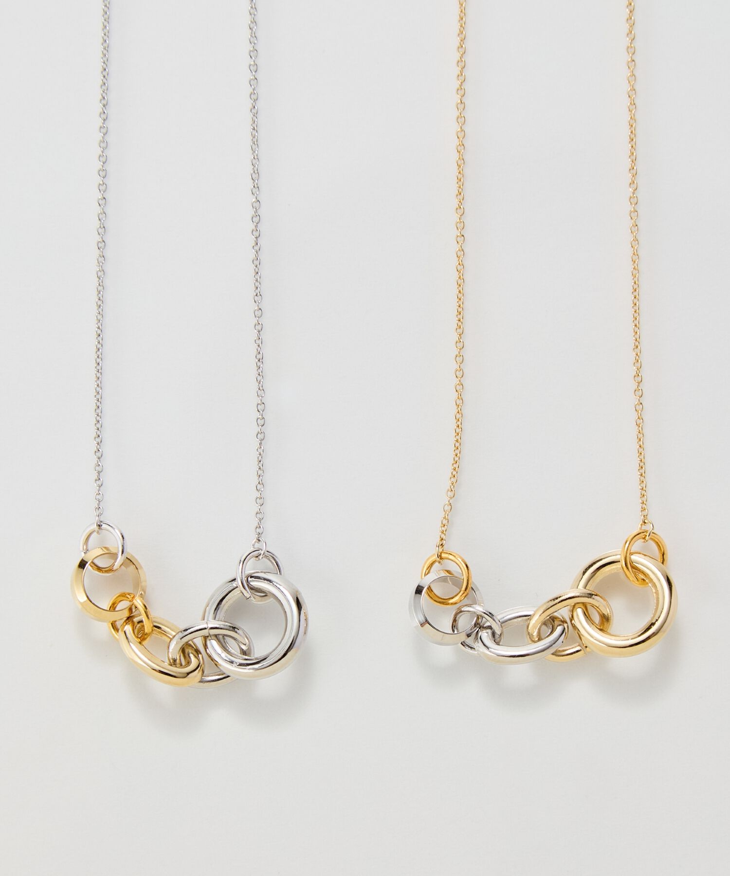  「【金属アレルギー対応】ミックスループメタルネックレス　シルバー」|ネックレス|