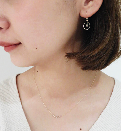  「シャンパンダイヤモンド 0.2ct フック ピアス | K18」|ピアス|