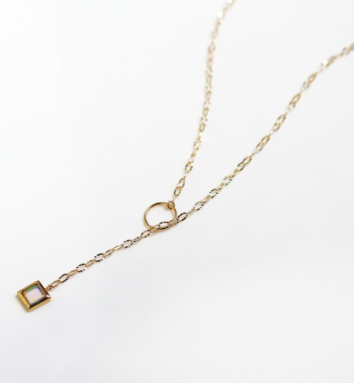  「オパール スクエア ネックレス | K10YG」|ネックレス|