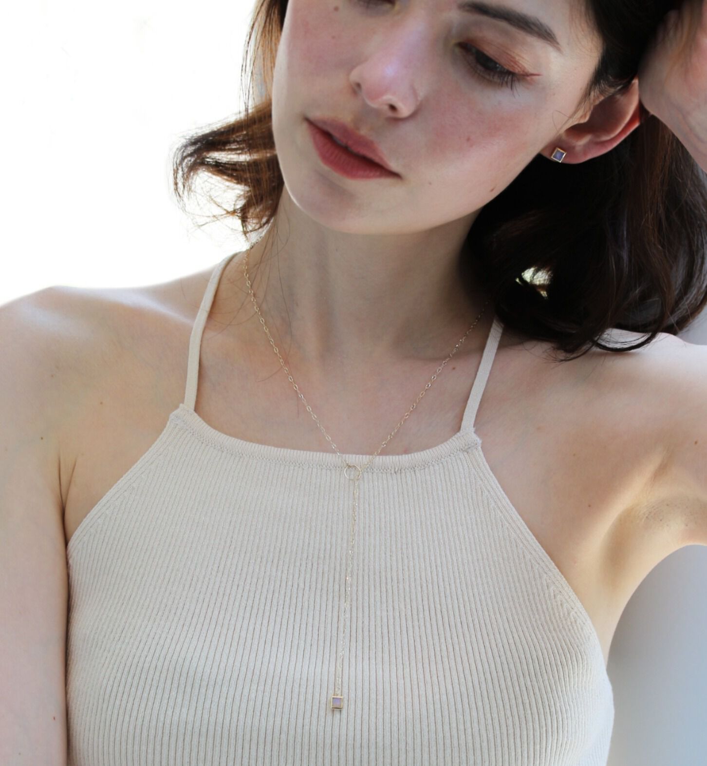  「オパール スクエア ネックレス | K10YG」|ネックレス|