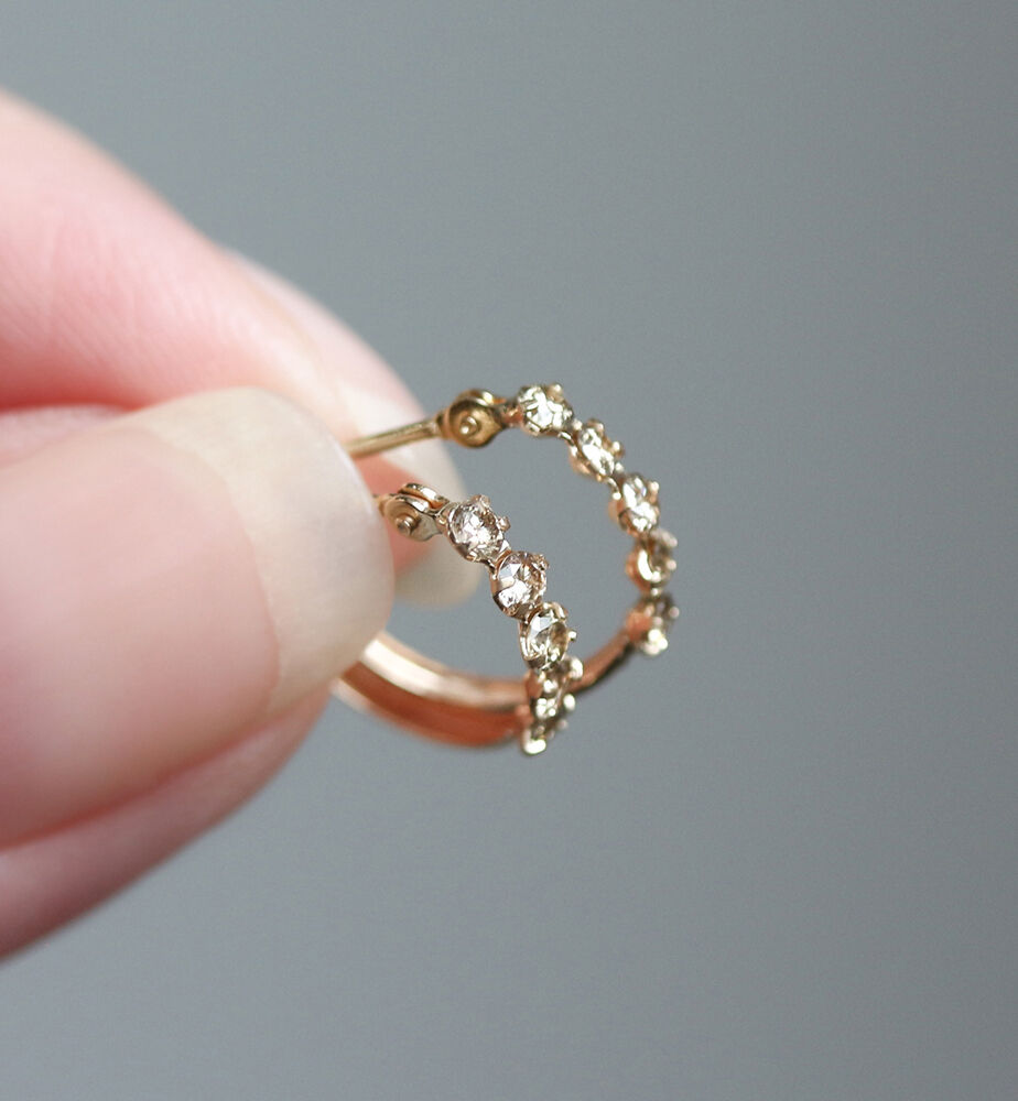  「シャンパンダイヤモンド スナップ フープ ピアス  | K10YG」|ピアス|