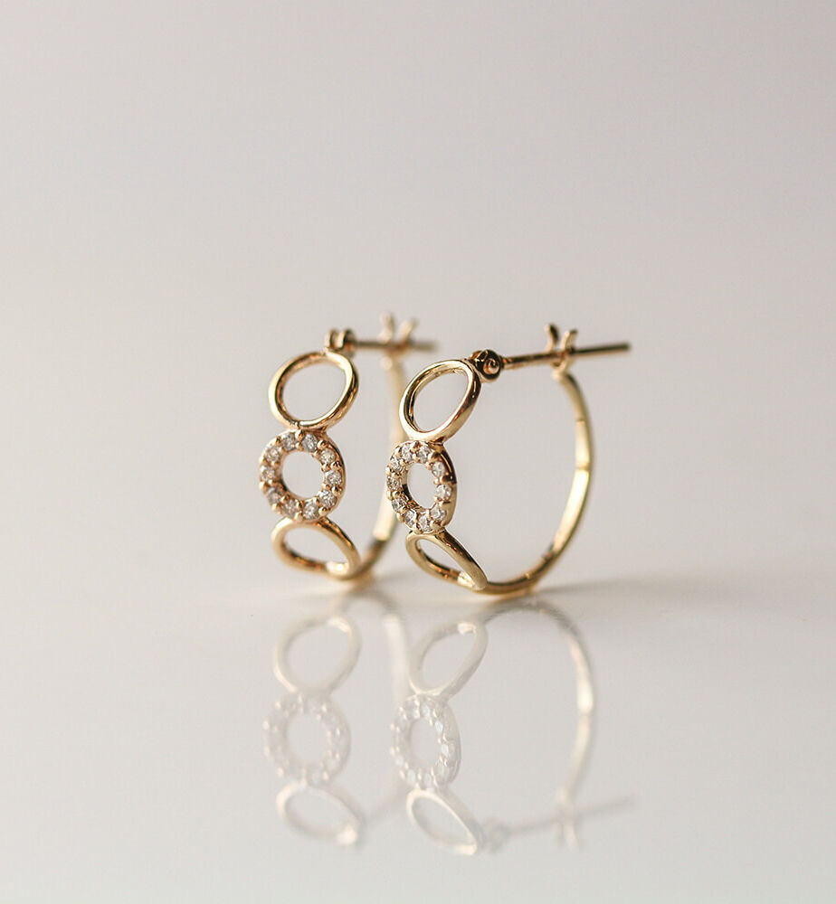  「ダイヤモンド スナップ フープ ピアス | K10YG 〈パピヨット〉」|ピアス|