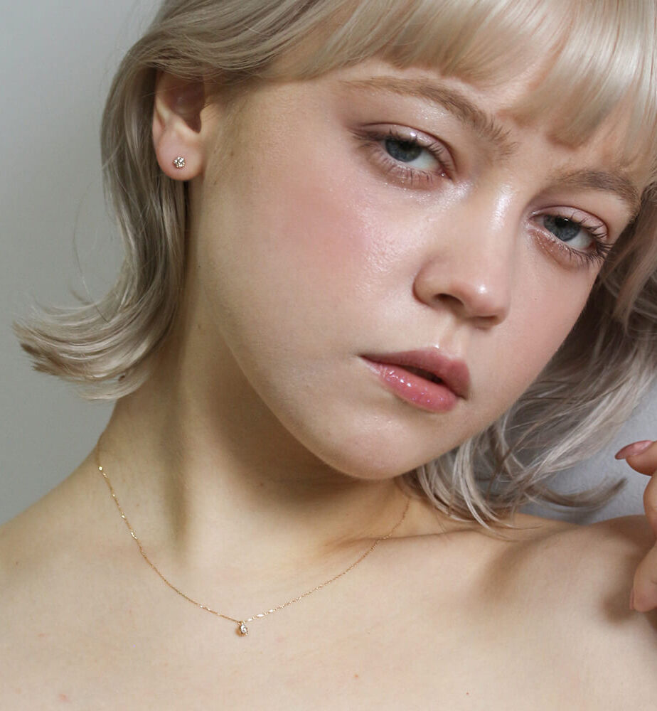  「一石 シャンパンダイヤモンド 0.3ct ピアス | K10YG」|ピアス|