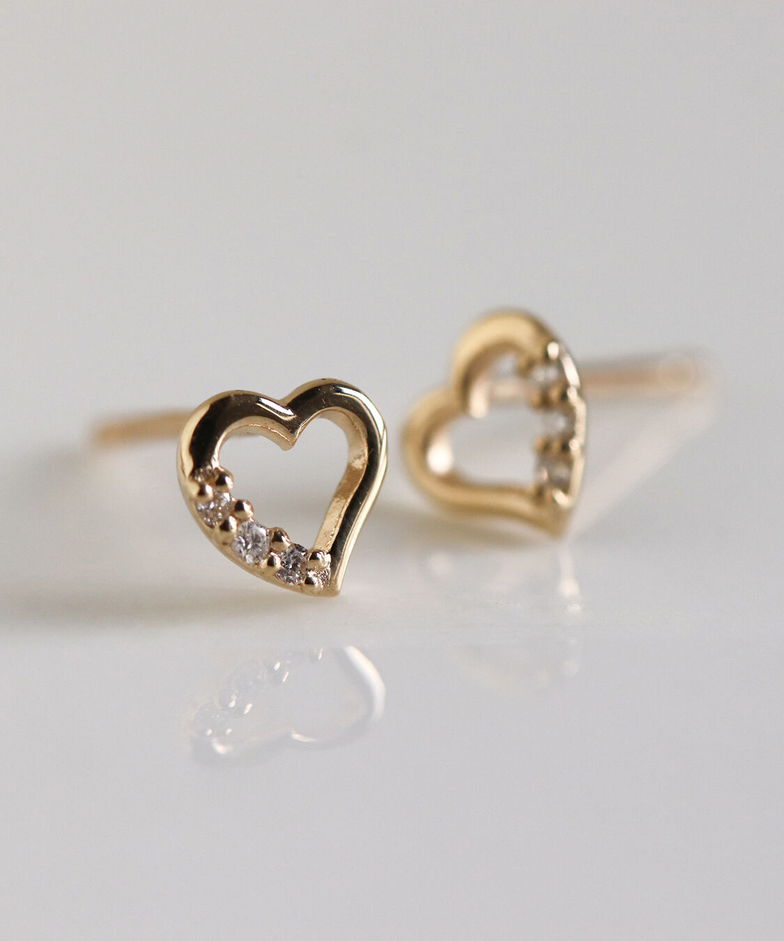  「ダイヤモンド ハート ピアス | K10YG」|ピアス|