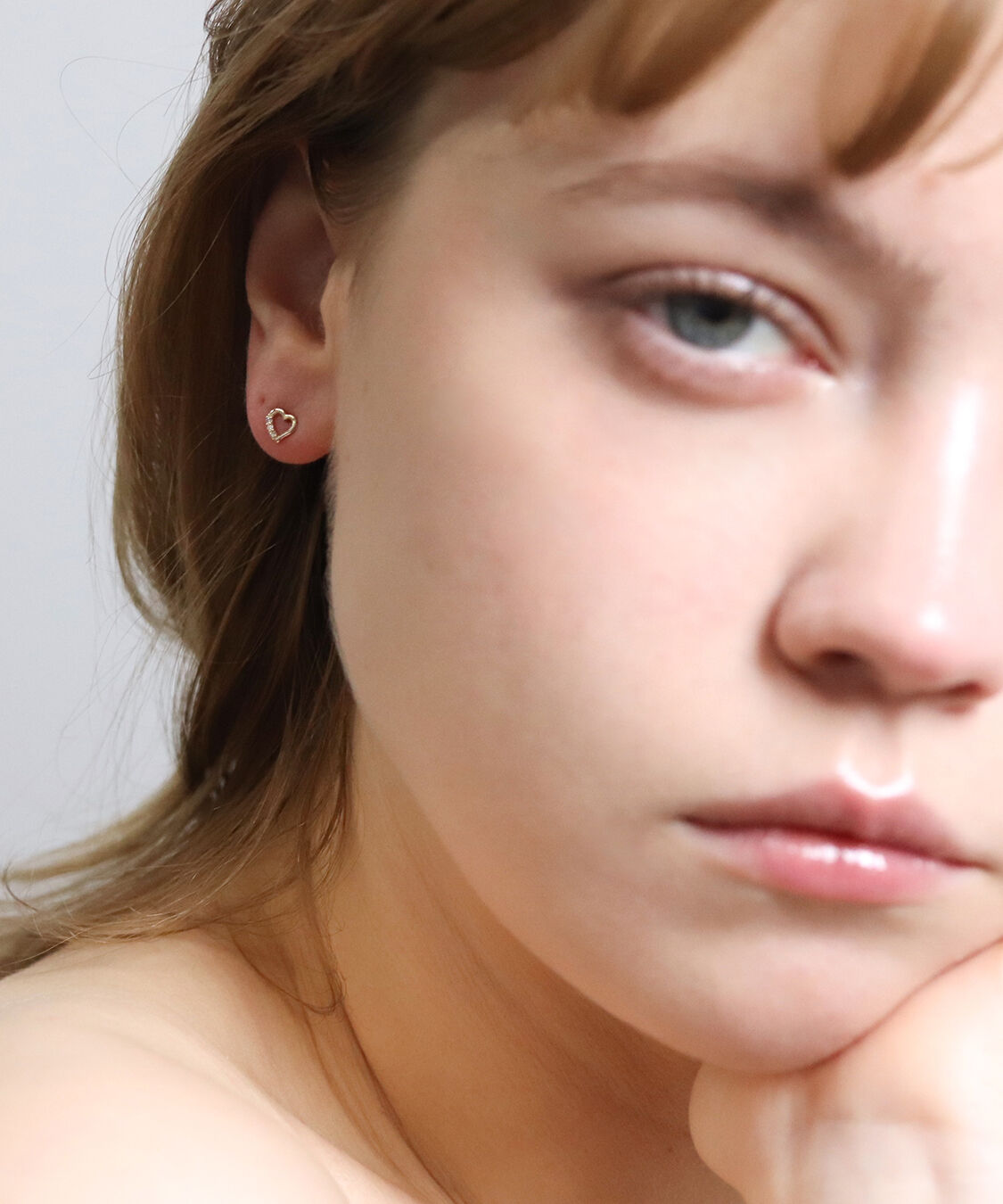  「ダイヤモンド ハート ピアス | K10YG」|ピアス|