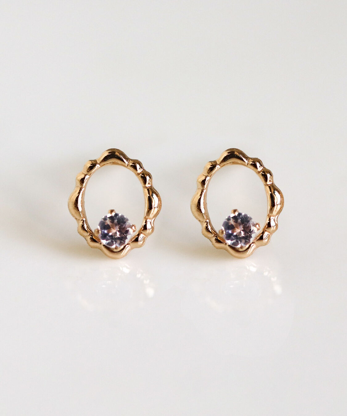  「カラーストーン ピアス | K10YG」|ピアス|パープル