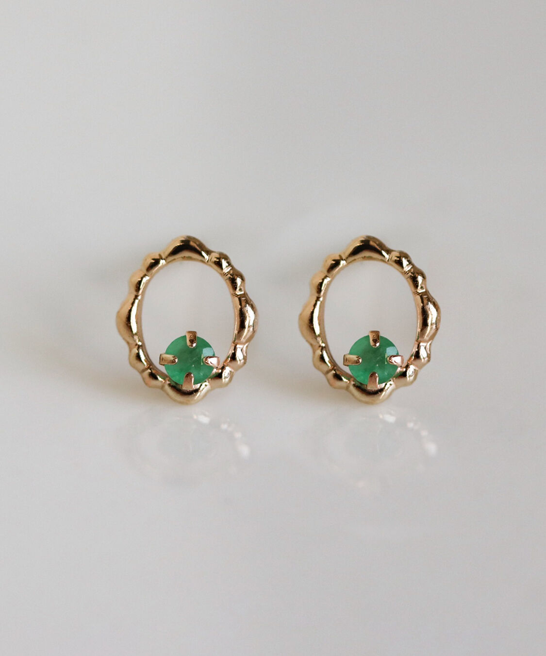  「カラーストーン ピアス | K10YG」|ピアス|グリーン