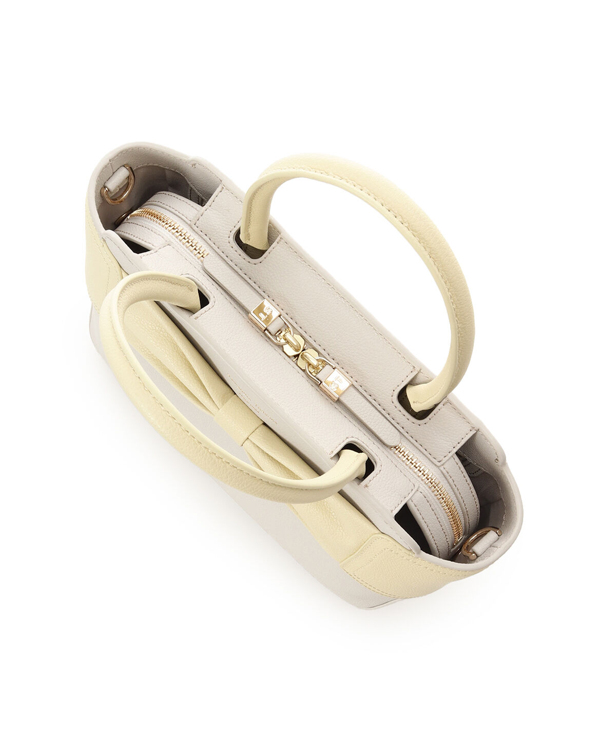 Samantha Thavasa「バイカラーリボンモチーフ スプリットレザーハンドバッグ」|ハンドバッグ|