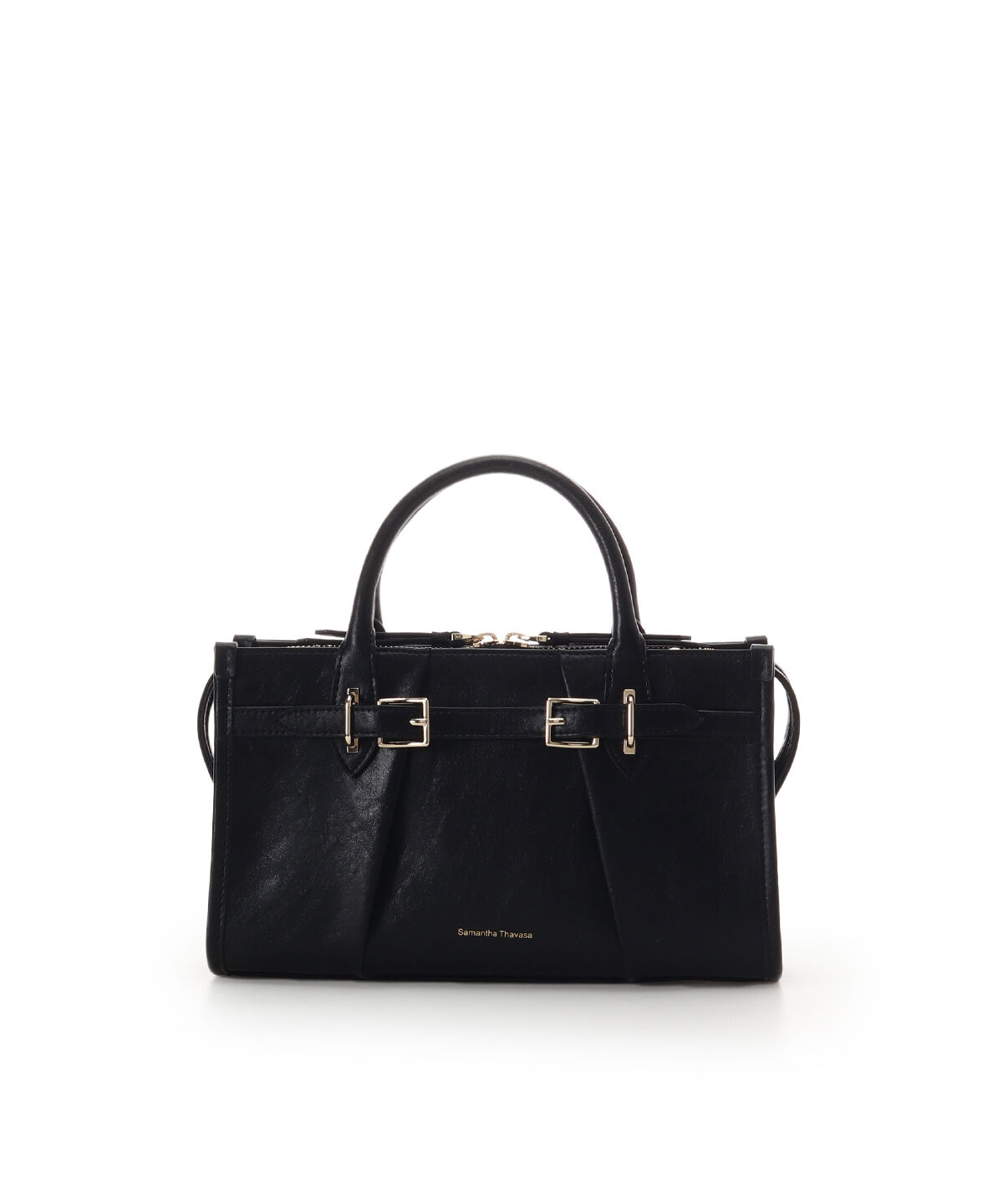 Samantha Thavasa「ベルトデザインワイドハンドバッグ」|ハンドバッグ|ブラック