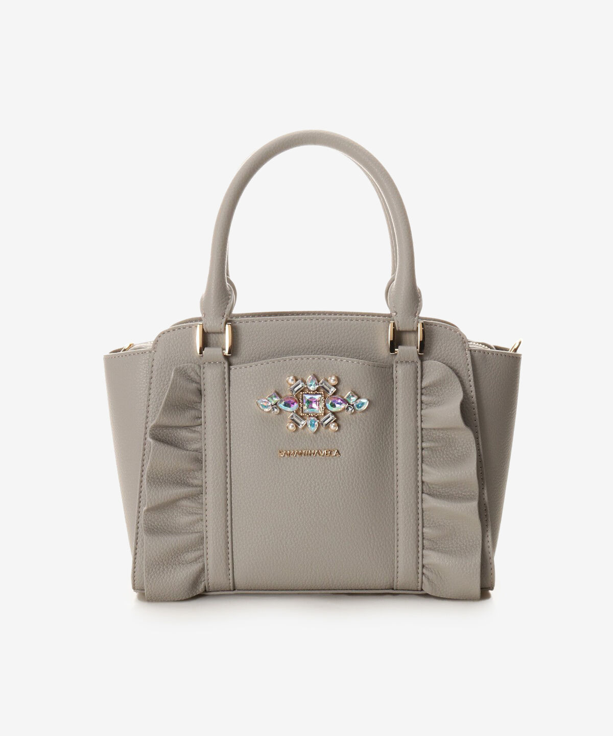 Samantha Vega「ビジューフリルハンドバック」|ハンドバッグ|グレー