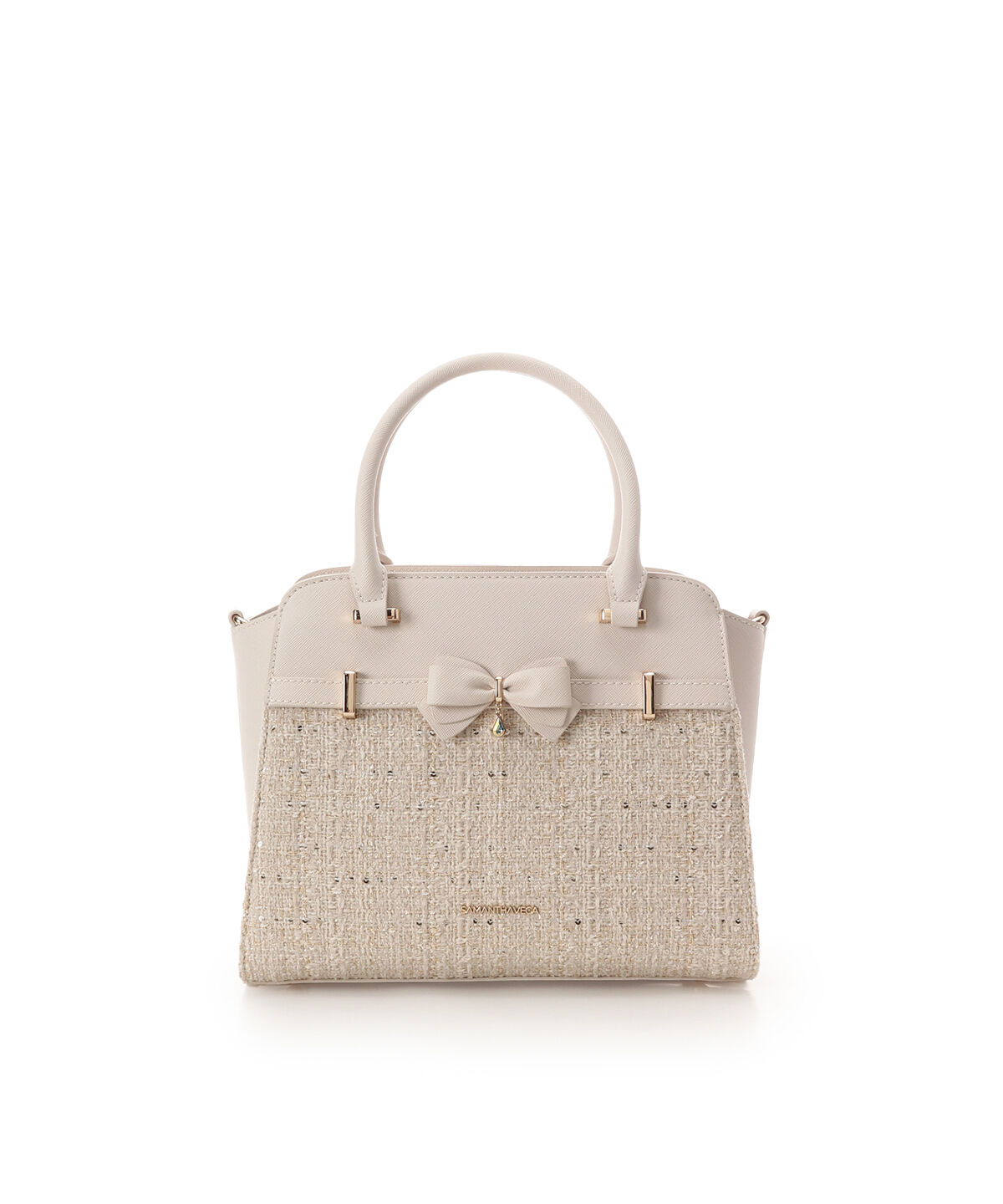 Samantha Vega「ツイードアクセントリボンハンドバッグ」|ハンドバッグ|ホワイト