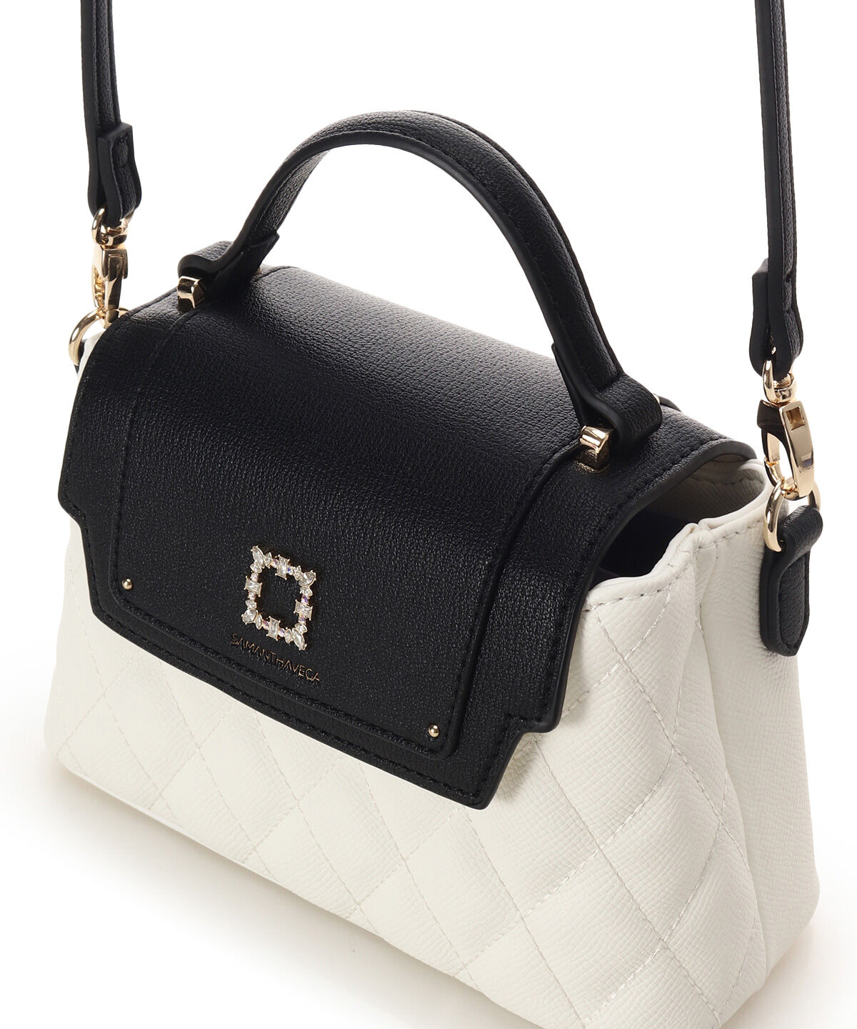 Samantha Vega「スクエアビジューキルトフラップショルダーバッグ」|ショルダー・メッセンジャー|