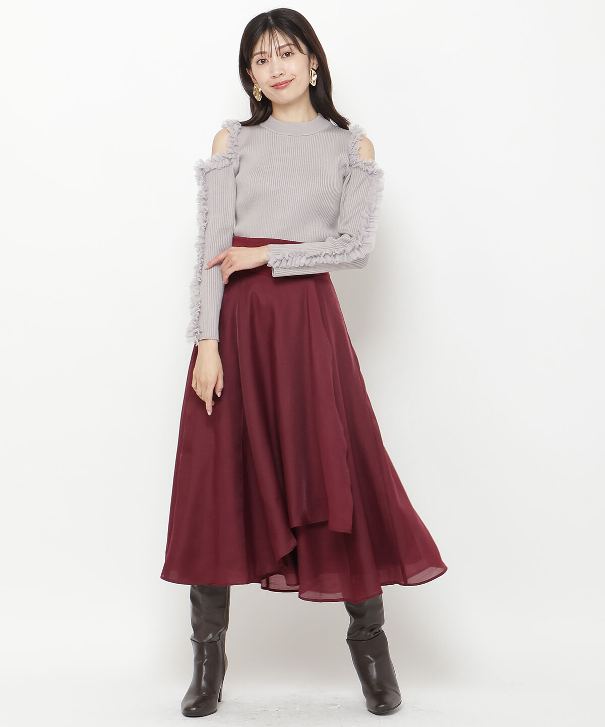 アンドクチュール「アシメシアーラッフルスカート」|フレア|