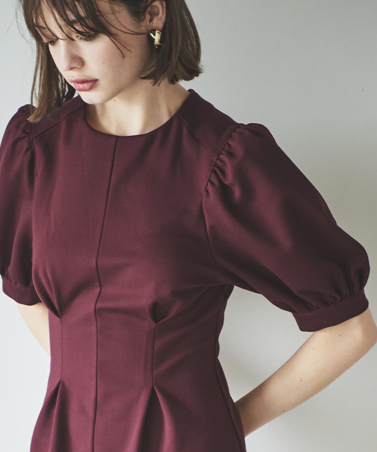 アンドクチュール「ポンチウエストタックワンピース」|ワンピース|