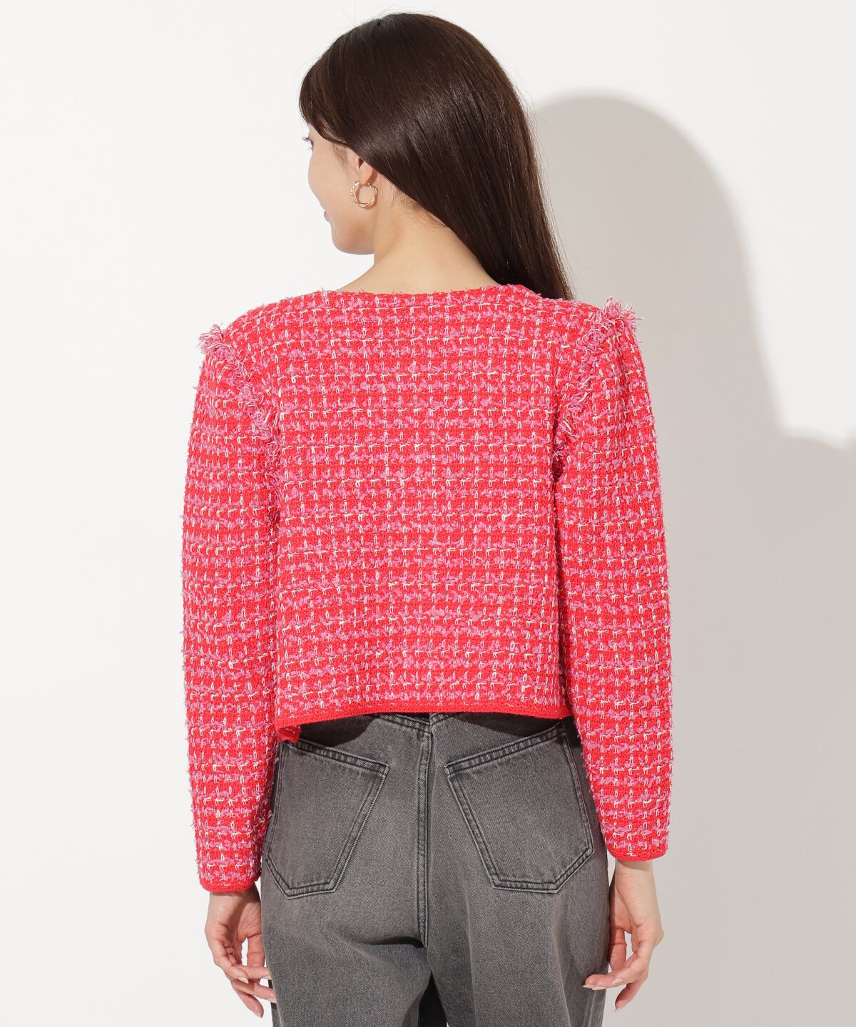 アンドクチュール「フリンジニットツイードカーディガン」|その他|