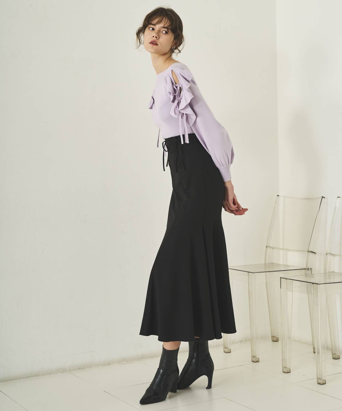 アンドクチュール「袖フリルニット」|ニット・セーター|