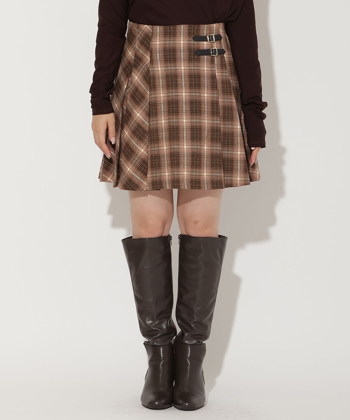 アンドクチュール「チェックミニスカート」|台形|