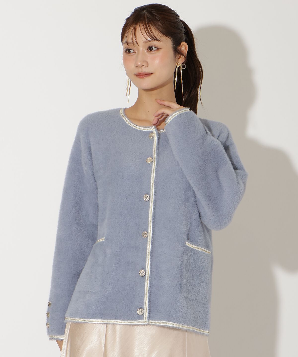 アンドクチュール「ダブルフェイスフェザーカーディガン」|カーディガン|