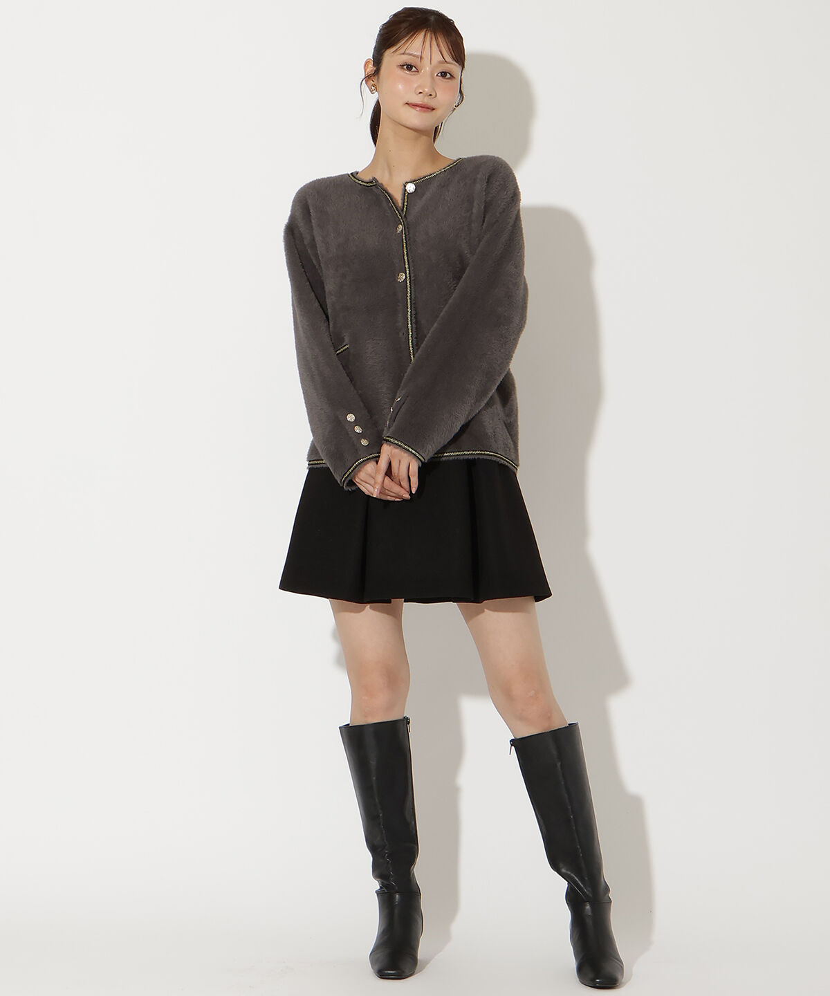 アンドクチュール「ダブルフェイスフェザーカーディガン」|カーディガン|