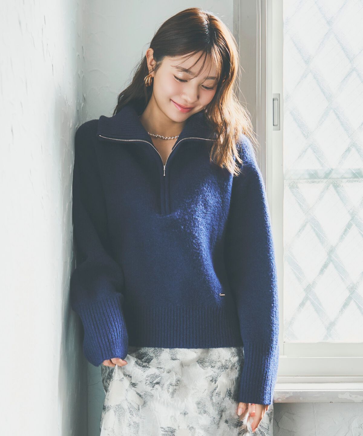 アンドクチュール「ZIPビッグカラープルオーバー」|ニット・セーター|