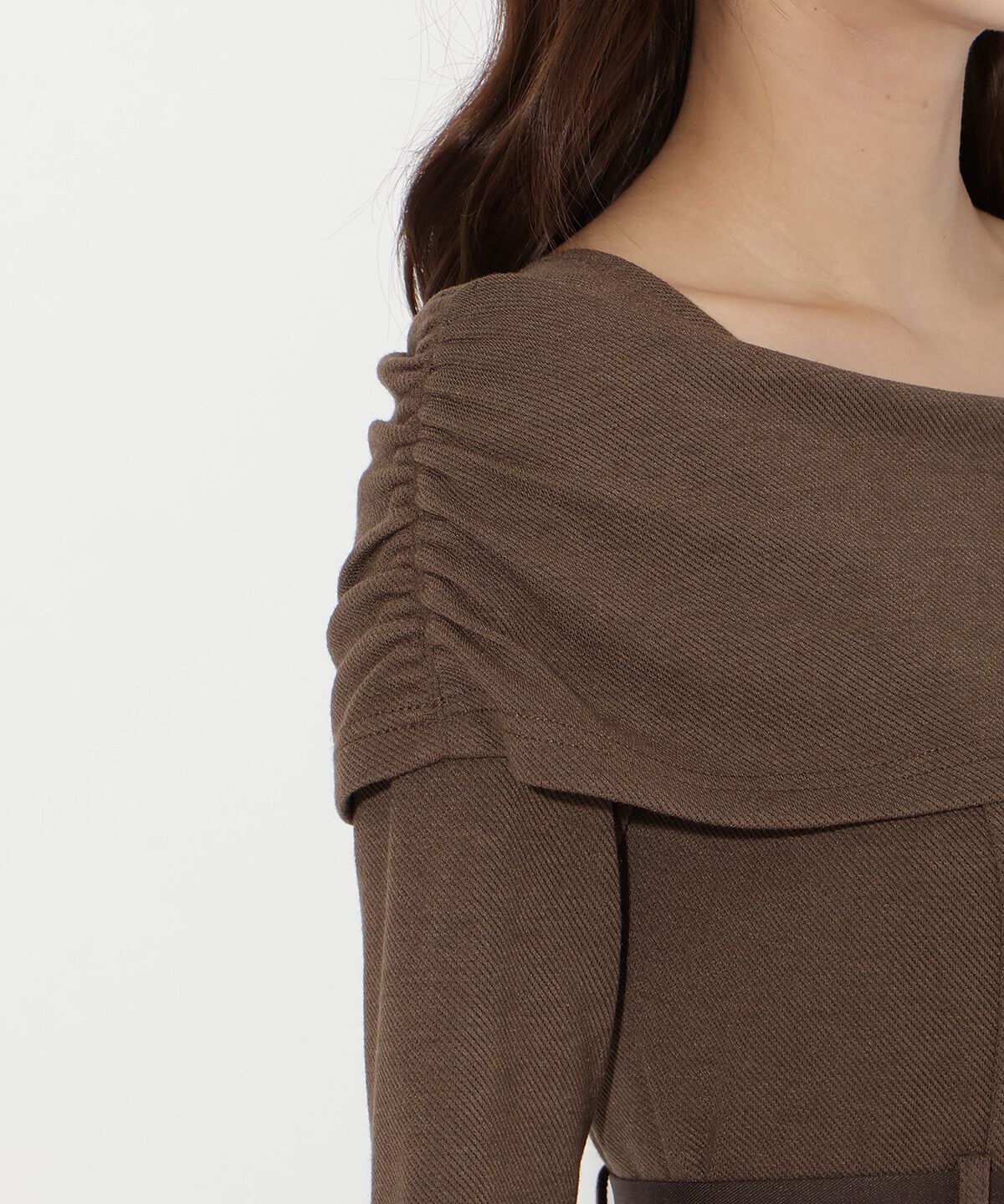 アンドクチュール「ベルト付きオフショルカットワンピース」|ワンピース|