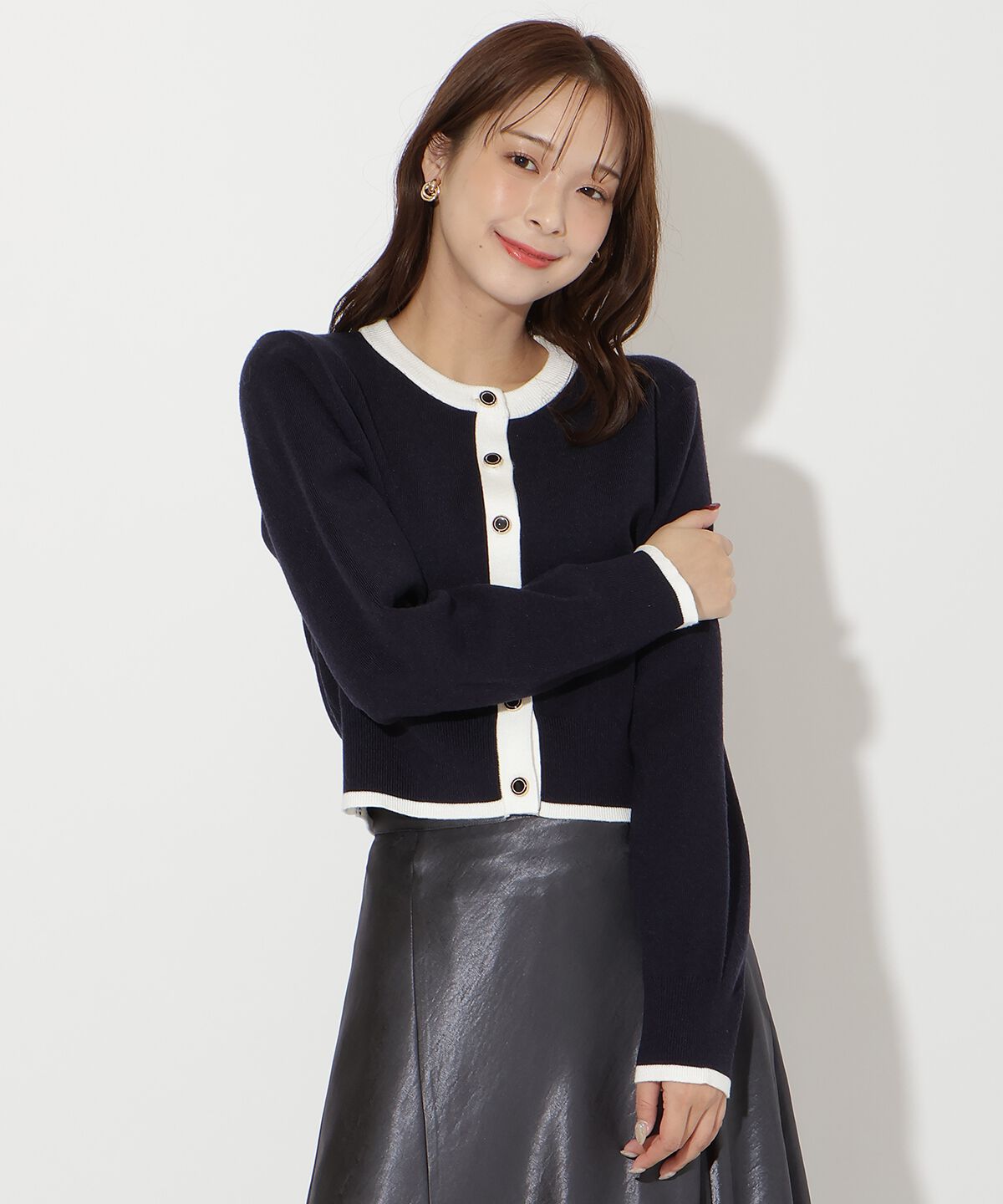 アンドクチュール「配色カーディガン」|カーディガン|