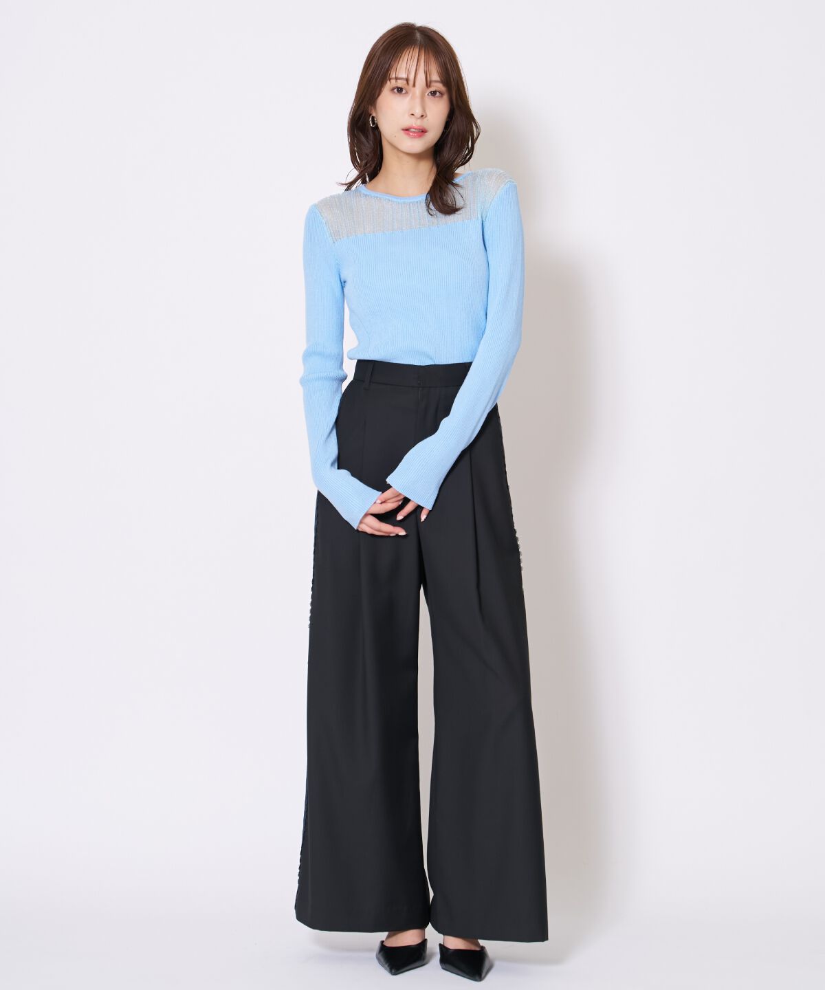 アンドクチュール「シアーリブニットプルオーバー」|ニット・セーター|