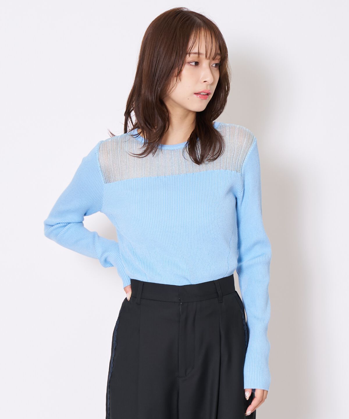 アンドクチュール「シアーリブニットプルオーバー」|ニット・セーター|